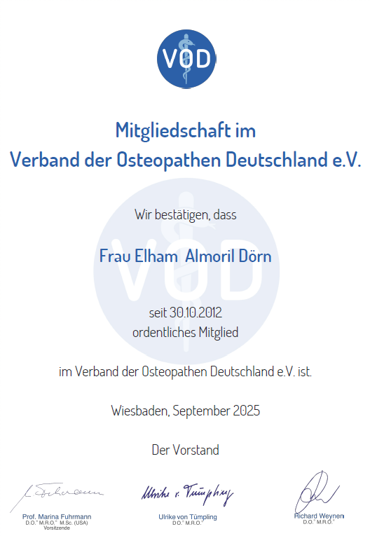 VOD Mitgliedschaftsurkunde